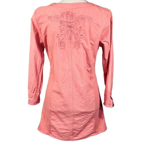 Parsley & Sage Small Tunic Top Long Sleeve Round Neck Stretchy Side Panels Pink - Picture 5 of 9